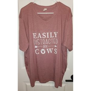Womens 2x 2xl Easily distracted by cows shirt